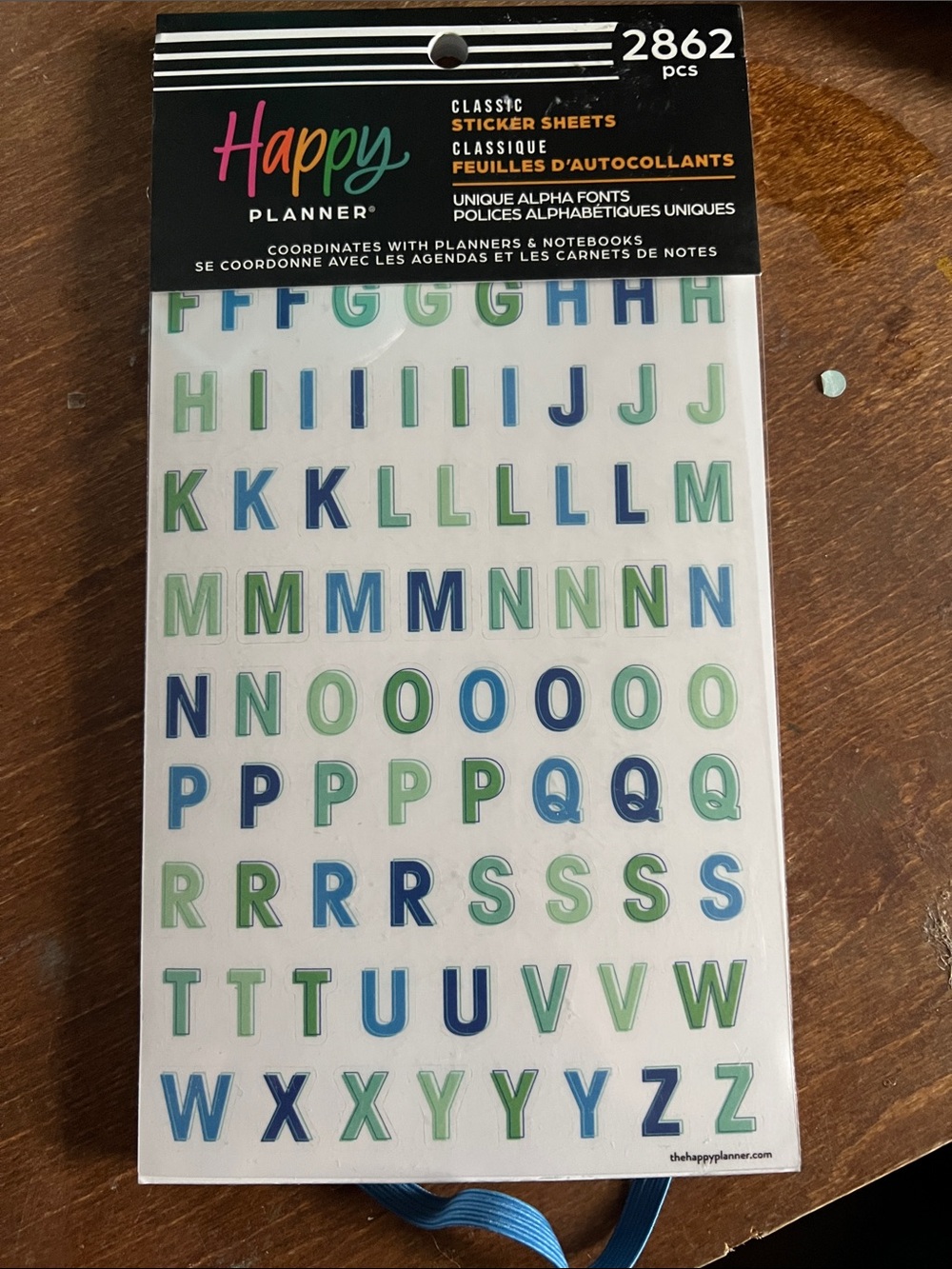 Happy Planner Blue & Green Classic Alphabet Sticker Sheet